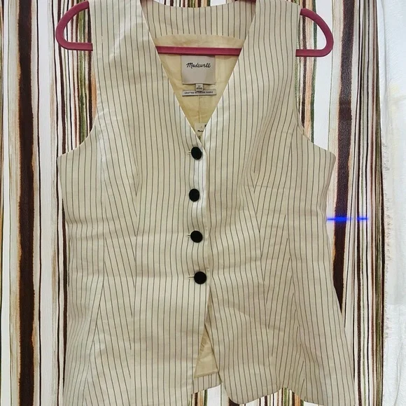 Madewell Pin striped Cutout vest size 12 NWT - Picture 6 of 8